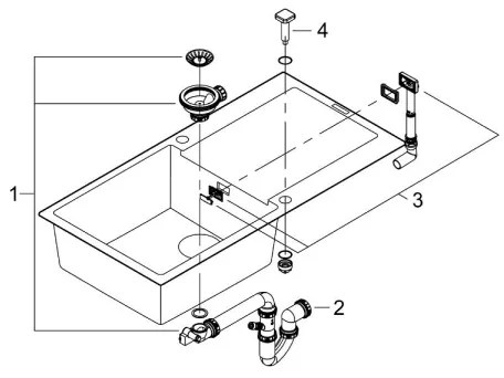 GROHE 31645AP0 - K500 mosogató 1000 × 500 mm kő/fekete