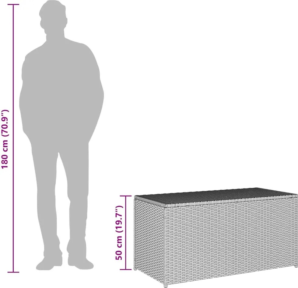 Barna Polyrattan Kerti Tárolóláda 100 X 50 X 50 Cm