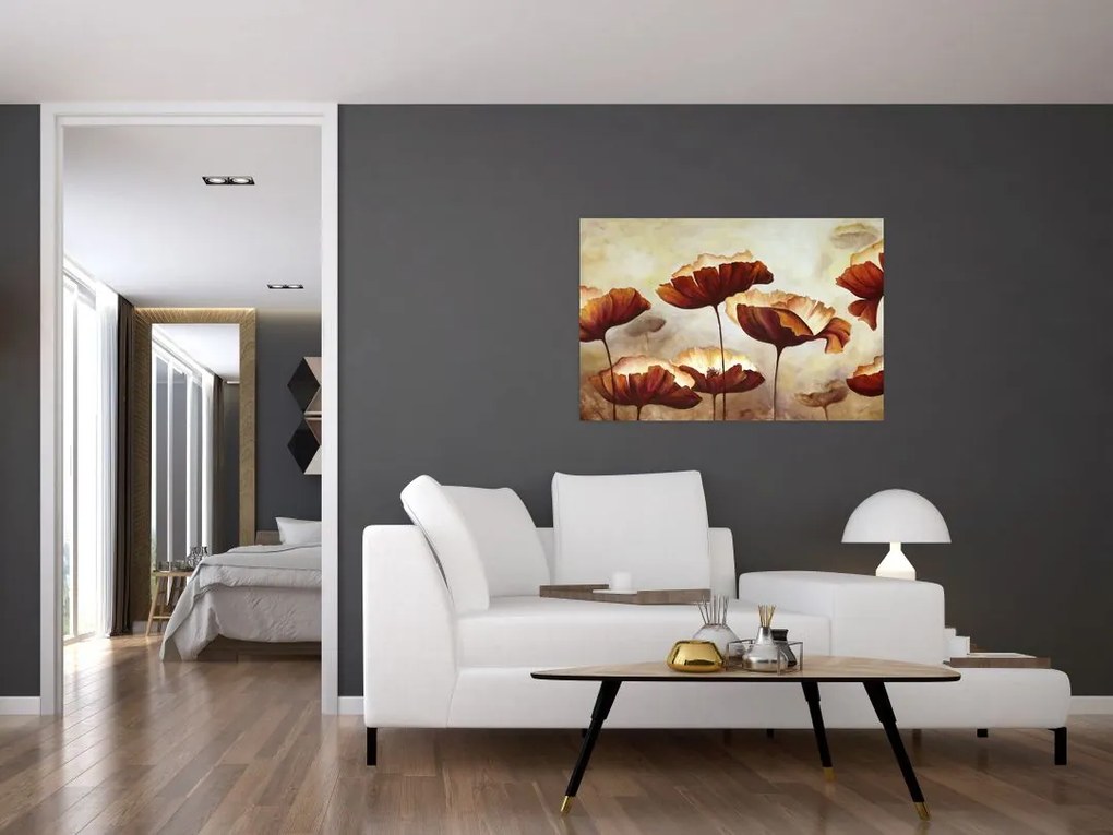 Piros virágok képe (90x60 cm)