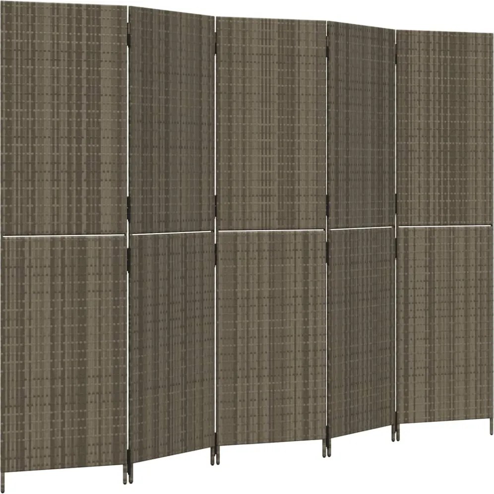 vidaXL szürke 5-paneles polyrattan térelválasztó
