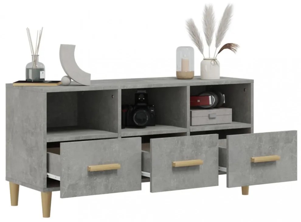 betonszürke szerelt fa TV-szekrény 102 x 36 x 50 cm
