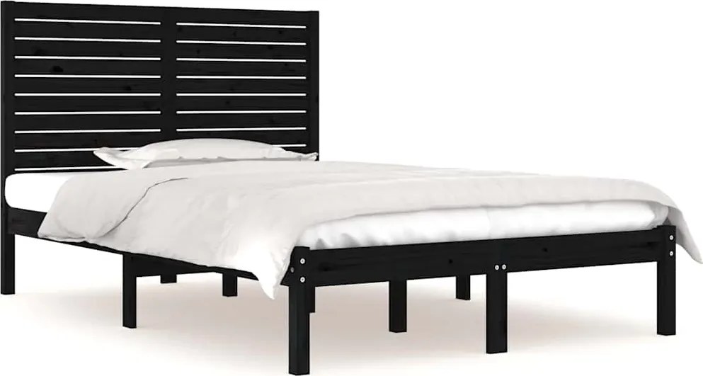 vidaXL fekete tömör fa ágykeret 140 x 190 cm