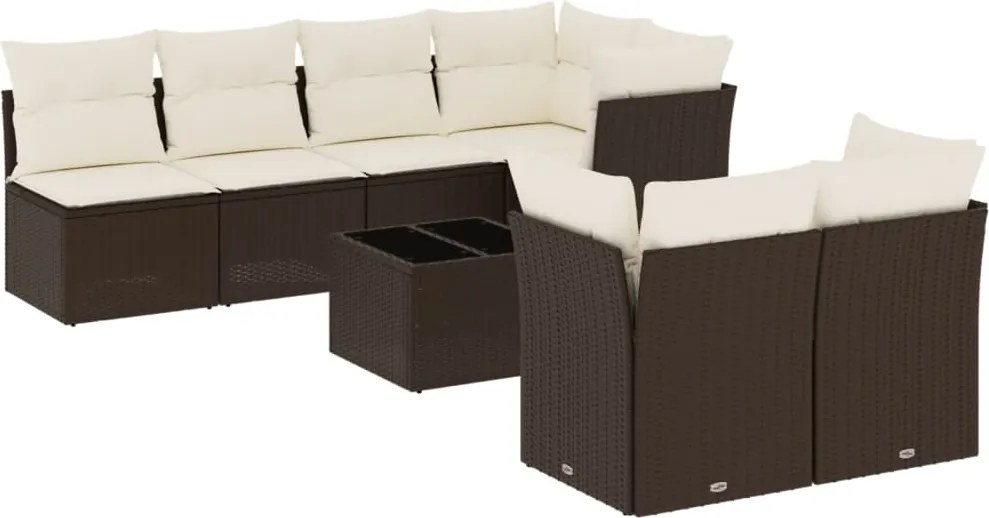 vidaXL 8 részes barna polyrattan kerti ülőgarnitúra párnákkal