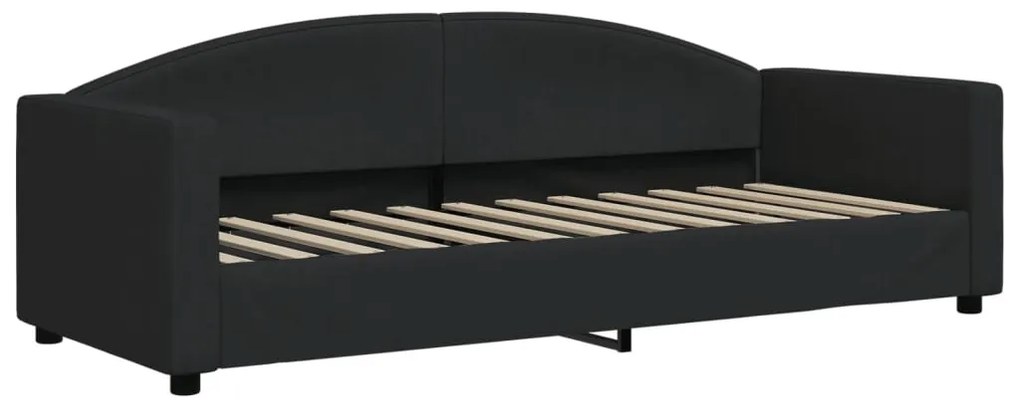 fekete szövet kanapéágy matraccal 80 x 200 cm