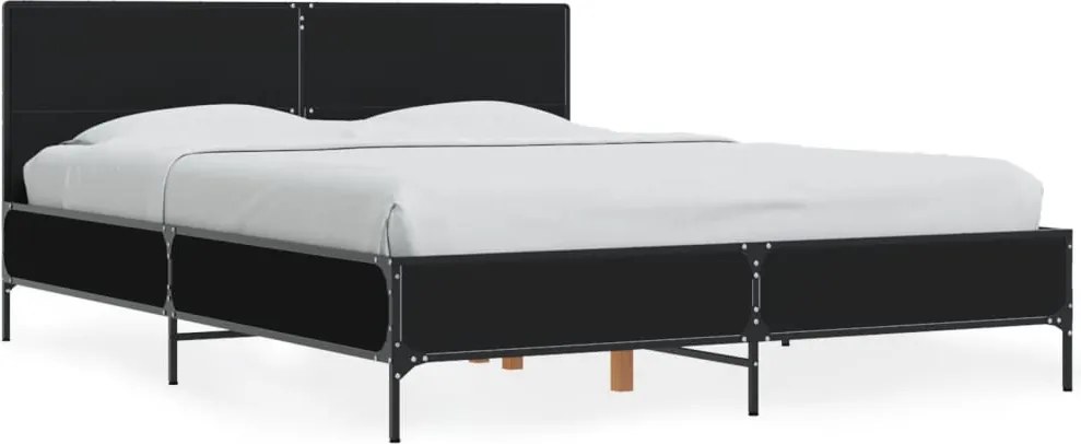 vidaXL fekete szerelt fa és fém ágykeret 140x190 cm