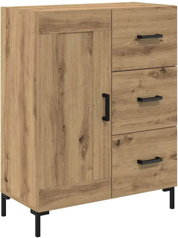 vidaXL Széf fiókkal kézműves tölgy 69.5 x 34 x 90 cm Faanyag