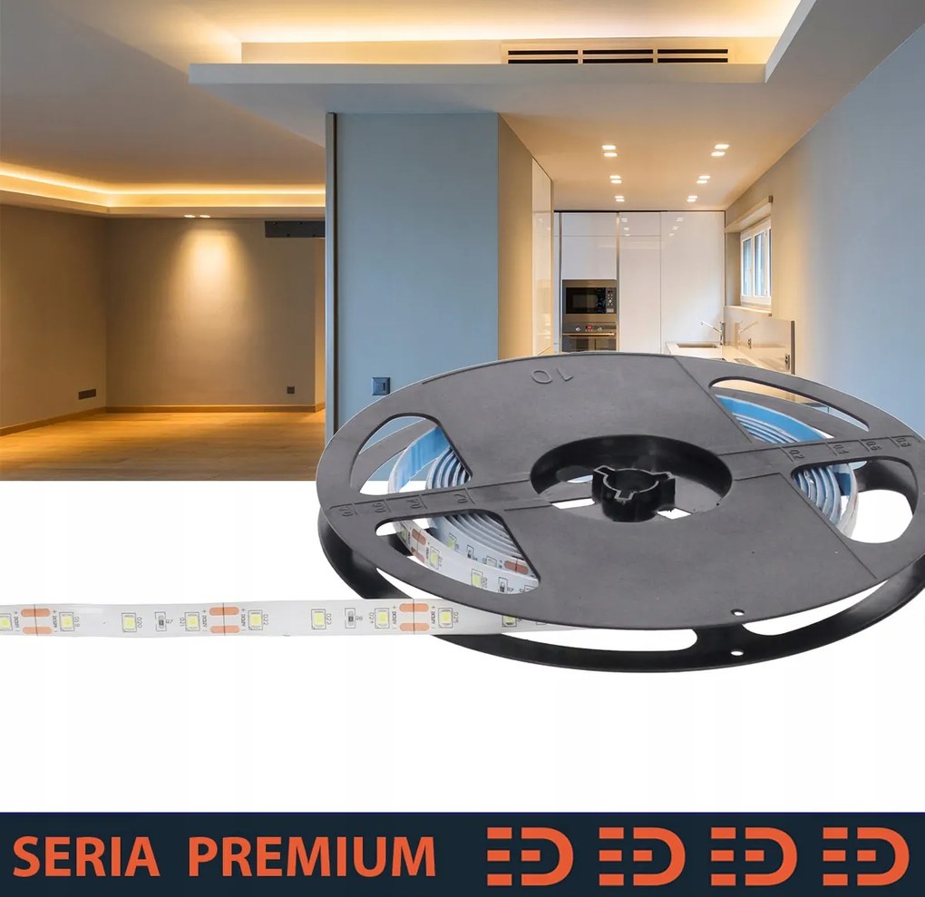 Vízálló Led szalag Meleg fehér 12V 60 LED/m 5m 3 év garancia