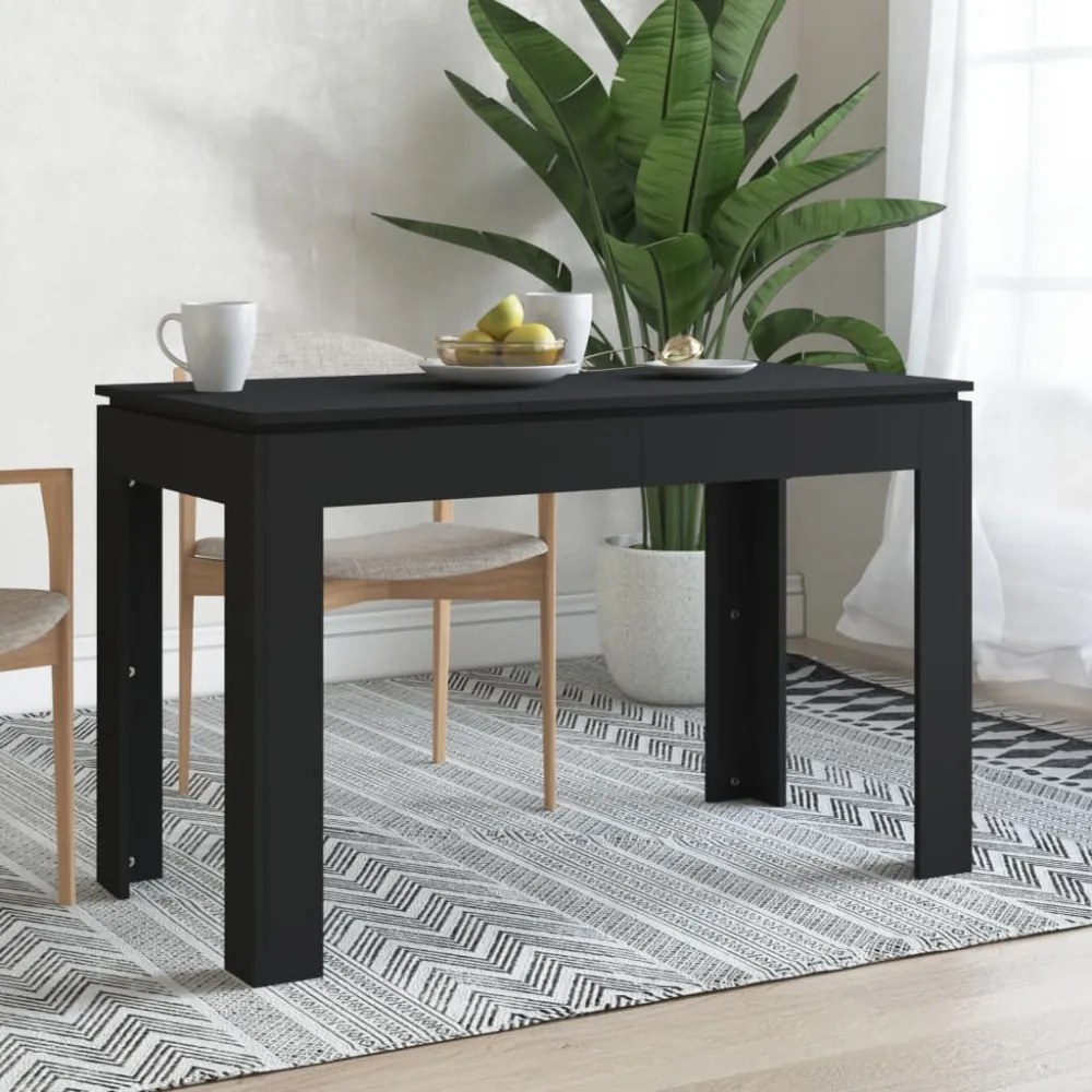 fekete szerelt fa étkezőasztal 120 x 60 x 76 cm