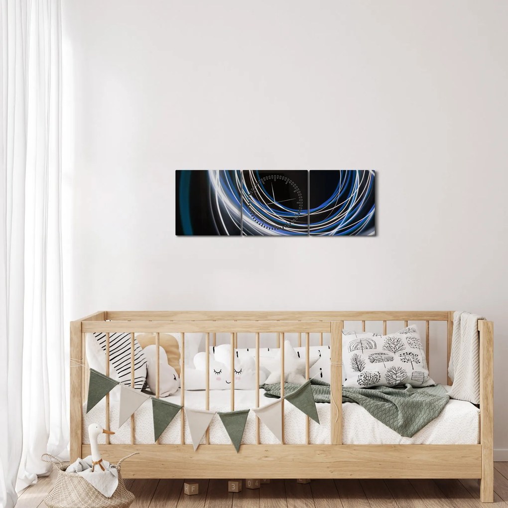 Kék vonalak képe (órával) (90x30 cm)