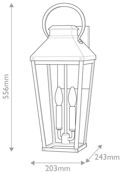 Hinkley HK-DAWSON-L - DAWSON L kültéri fali lámpatest, 2xE14/40W/230V, IP44