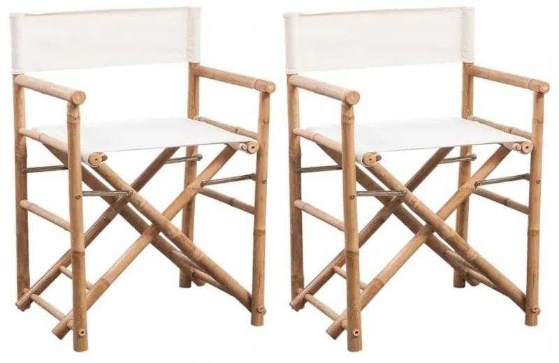 2 db  összecsukható bambusz és szövet kerti szék