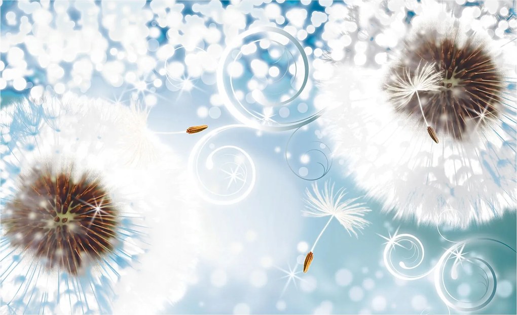 Flizelin fotótapéta Pitypang álom és könnyedség kék 254x184 +ragasztó