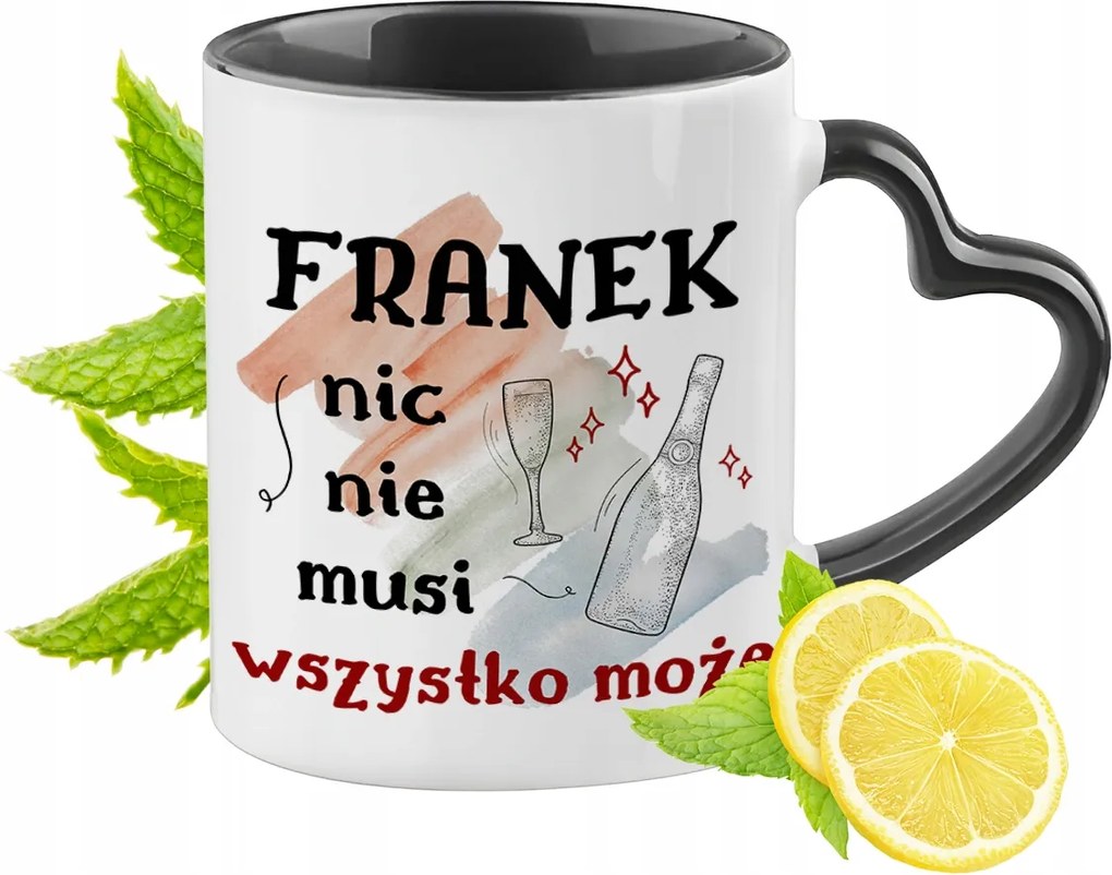 Franknek Fekete Bögre Szív Alakú Füllel Ajándék Nyomtatott