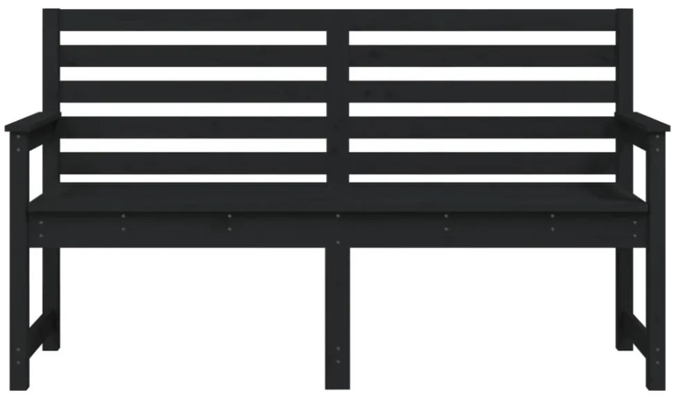 fekete tömör fenyőfa kerti pad 159,5x48x91,5 cm