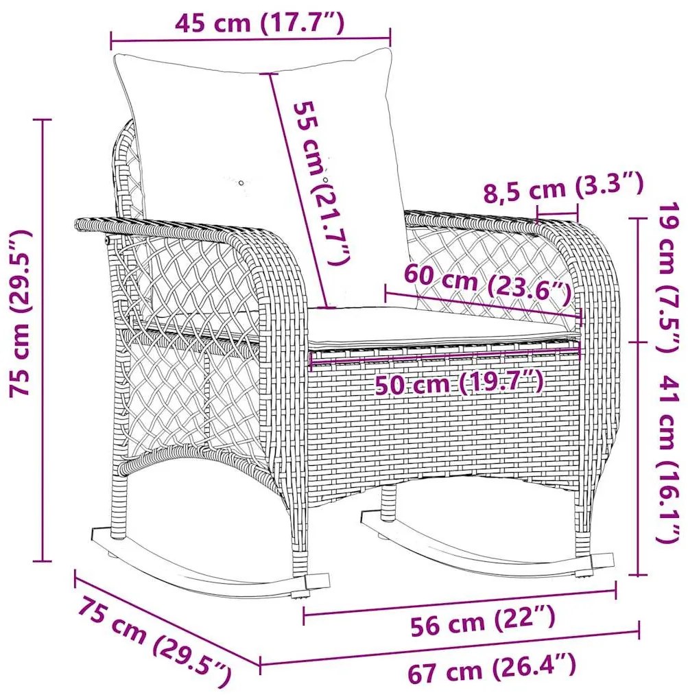 szürke polyrattan kerti hintaszék párnákkal