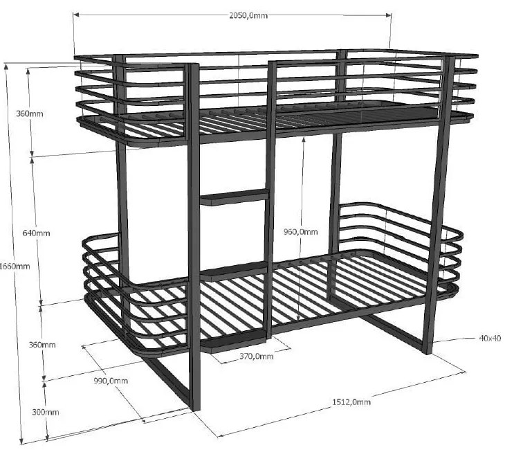 Fehér emeletes fém gyerekágy ágyráccsal 90x200 cm Oscar – Vipack