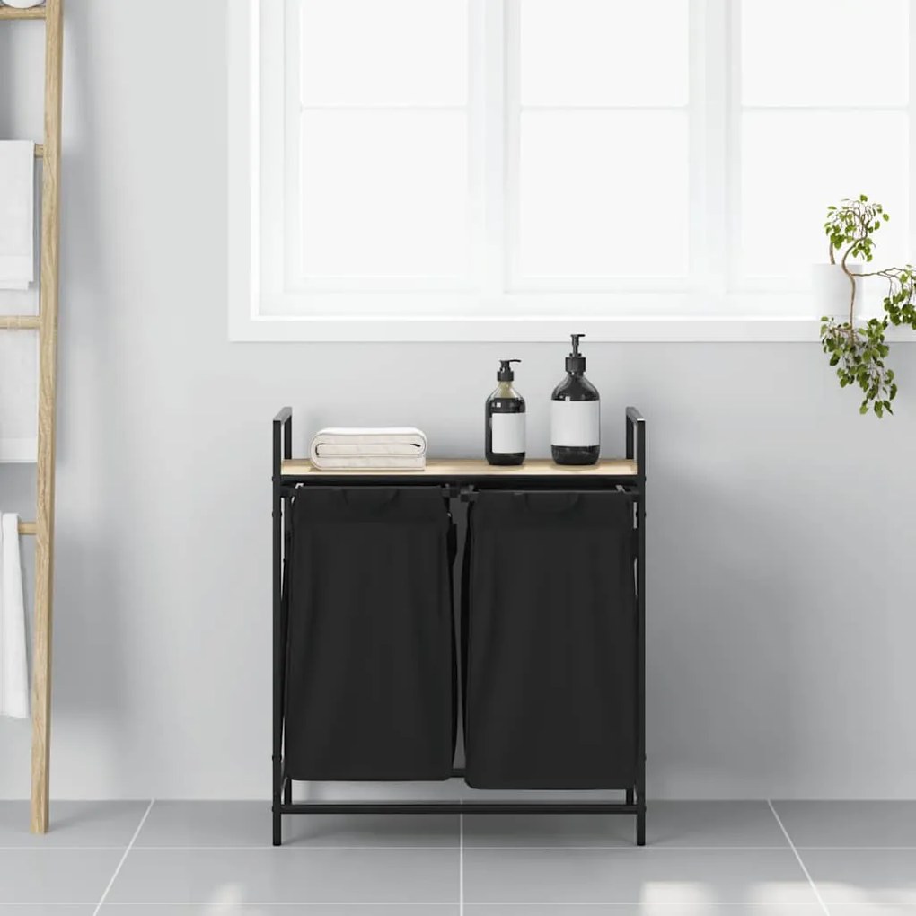 sonoma tölgy mosodai kosár 2 rekeszes polccal