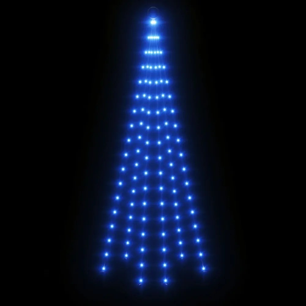 karácsonyfa zászlórúdon 108 kék LED-del 180 cm