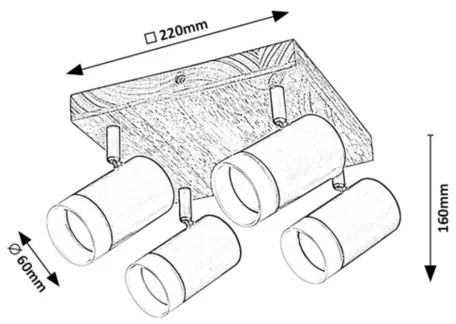 Rabalux 73124 - TORAS mennyezeti spotlámpa 4xGU10/5W/230V tölgy
