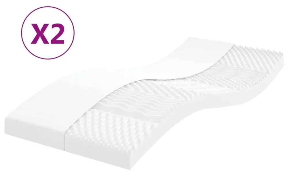 2 db fehér 7 zónás 20 ILD keménységű habmatrac 80 x 200 cm