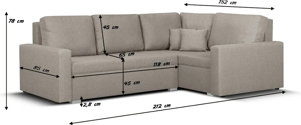 MODO Kinyitható sarokkanapé Grafit