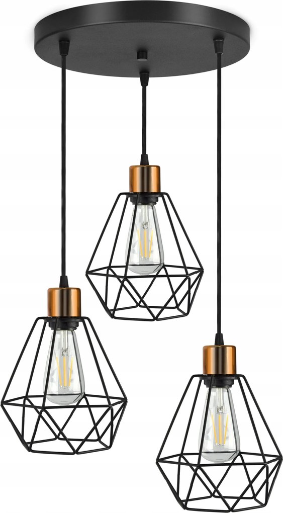 Függő lámpa Csillár Plafon Gyémánt Réz Led