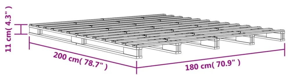 viaszbarna tömör fenyőfa raklapágy 180 x 200 cm