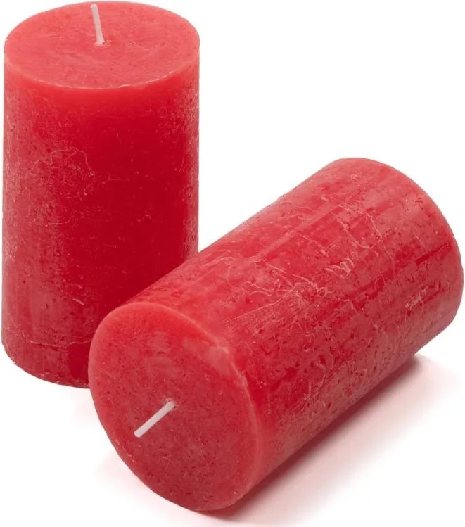 Rusztikus gyertya készlet 11,5 cm Ø 6,8 cm 12 db piros
