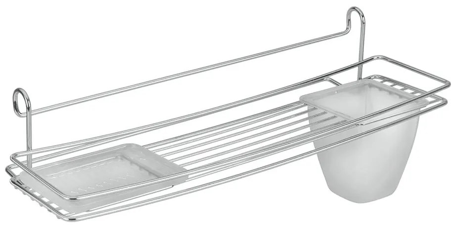 Szekrényajtóra akasztható polc fogkefetartóval - Metaltex