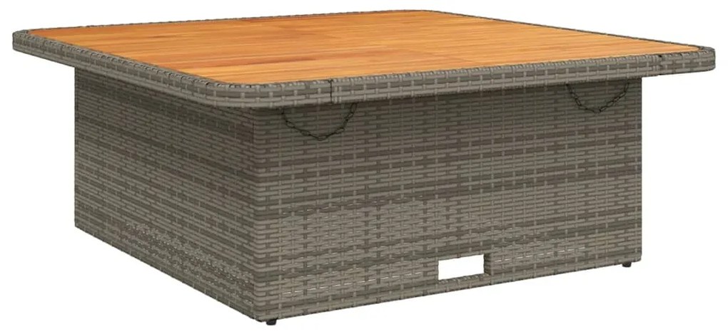 vidaXL szürke polyrattan és akácfa kerti asztal 110 x 110 x 71 cm