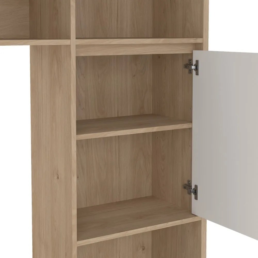 Fehér-natúr színű nappali bútor szett tölgyfa dekorral 209x183x48 cm Next – Tvilum