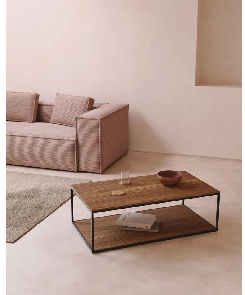 Sötét natúr színű dohányzóasztal diófa dekoros asztallappal 60x110 cm Yoana – Kave Home