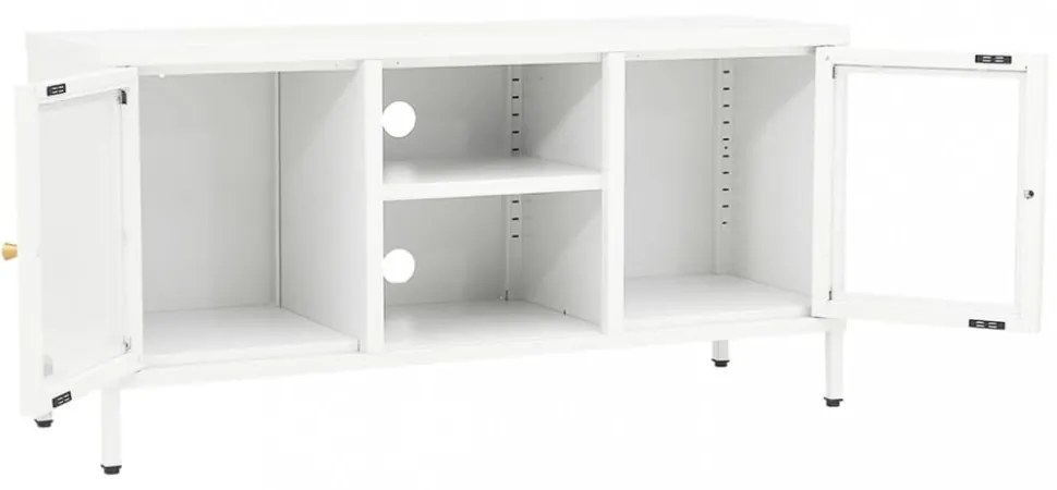 fehér acél és üveg TV-szekrény 105x35x52 cm