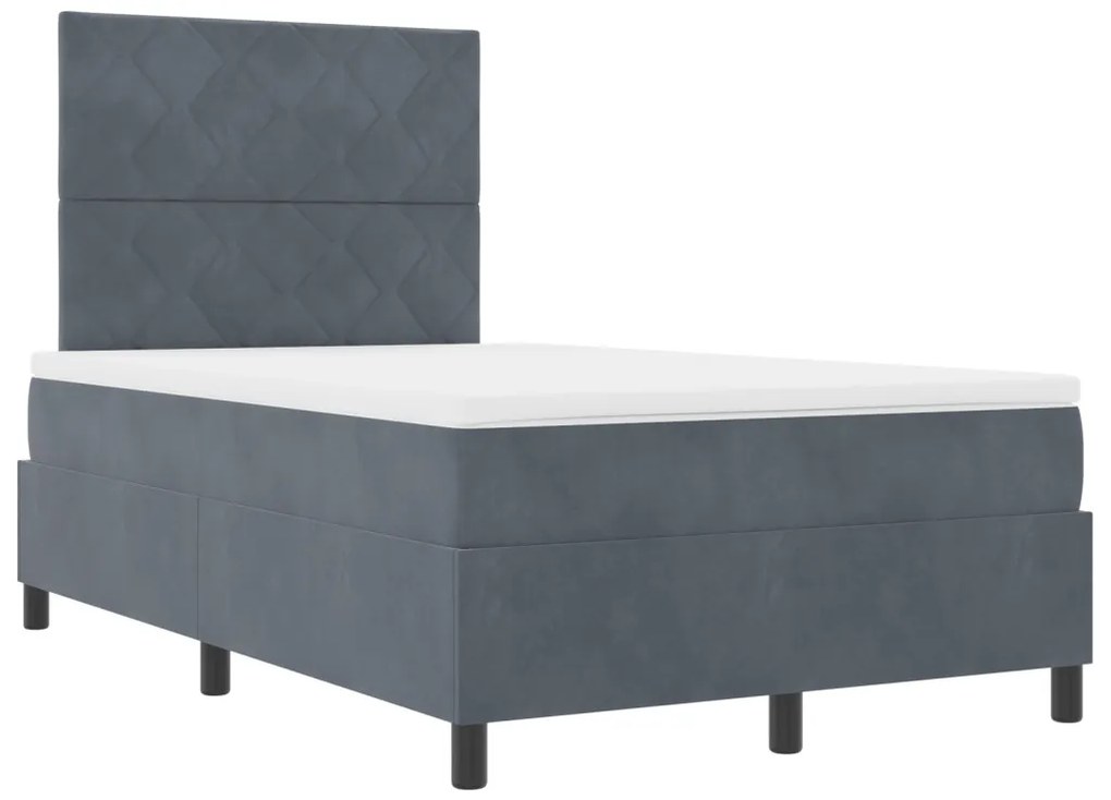 Boxspring ágy matraccal és LED világítással, Sötétszürke, 120x200 cm, bársonyos