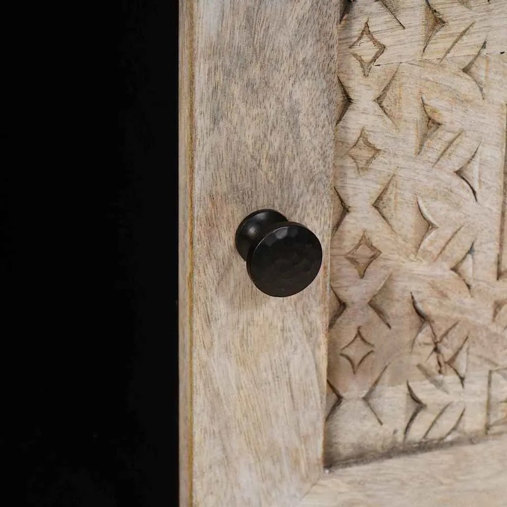 Dohányzóasztal polcokkal Bézs 100 x 54 x 40 cm tömör mangófa