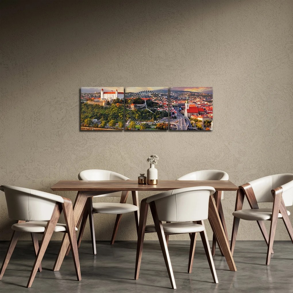 Kép - panoráma, Pozsony, Szlovákia (órával) (90x30 cm)