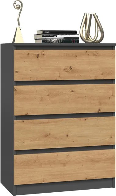 M4 70 fiókos szekrény, antracit-tölgy