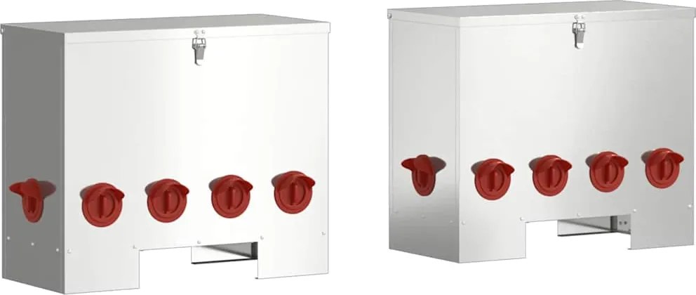 vidaXL Csirke etető 2 pcs Ezüst 60,5 x 29 x 51 cm Horganyzott acél