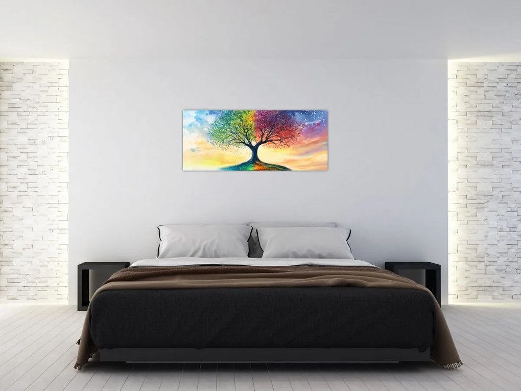 Kép – Évszakok festett fája (120x50 cm)