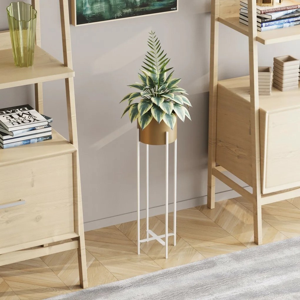 GED-025-C Loft fém virágállvány, fehér/arany