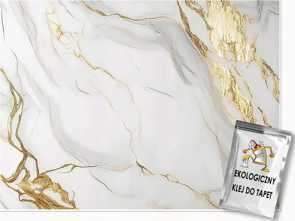 Fotótapéta Fehér Márvány Arany Hálószoba Nappali Tapéta Flizelina 200x140