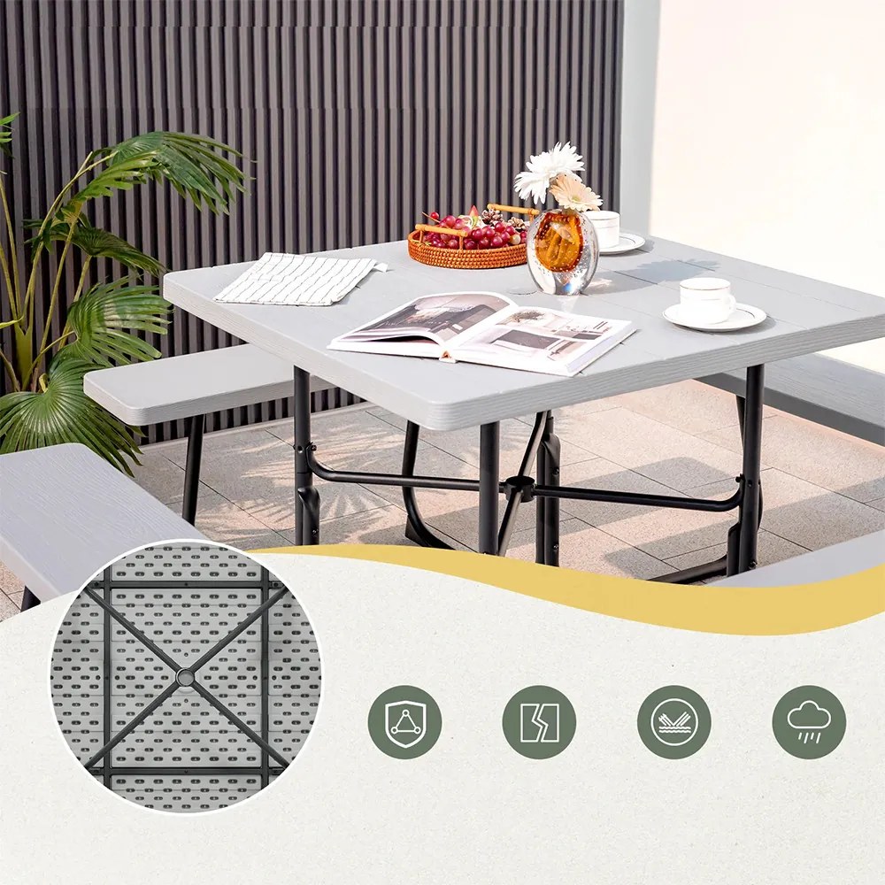 4 személyes piknik asztal napernyőtartóval