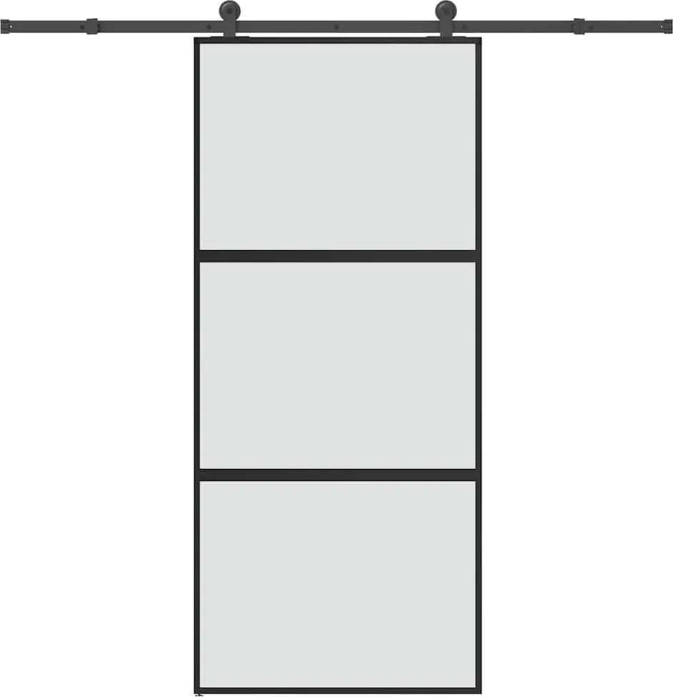 vidaXL tolóajtó vasalattal 90x205 cm edzett üveg&Alumínium