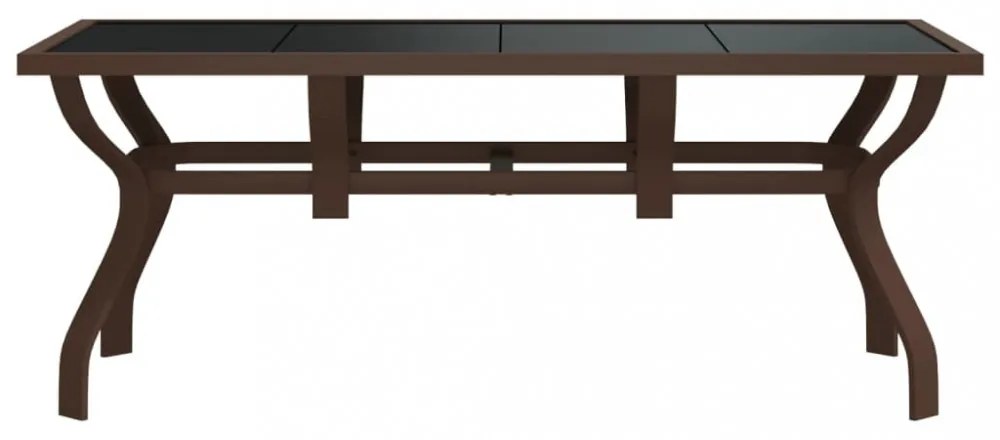 barna és fekete acél és üveg kerti asztal 180 x 80 x 70 cm