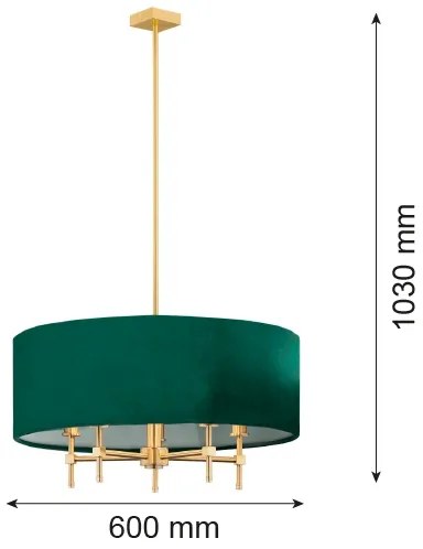 Argon 2146 - Csillár rúdon ABBANO 5xE14/7W/230V sárgaréz/zöld