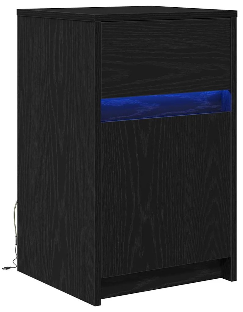 LED Éjjeli Szekrény fiókkal Musta tammi 38 x 34 x 61 cm Faanyag