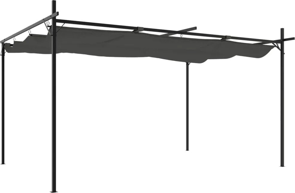 vidaXL antracitszürke pergola behúzható tetővel 395 x 292 x 230 cm