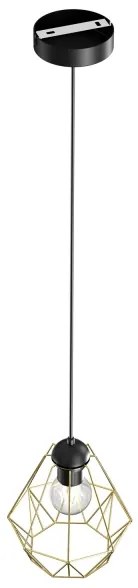 Csillár zsinóron BERGEN 1xE27/60W/230V fekete/arany