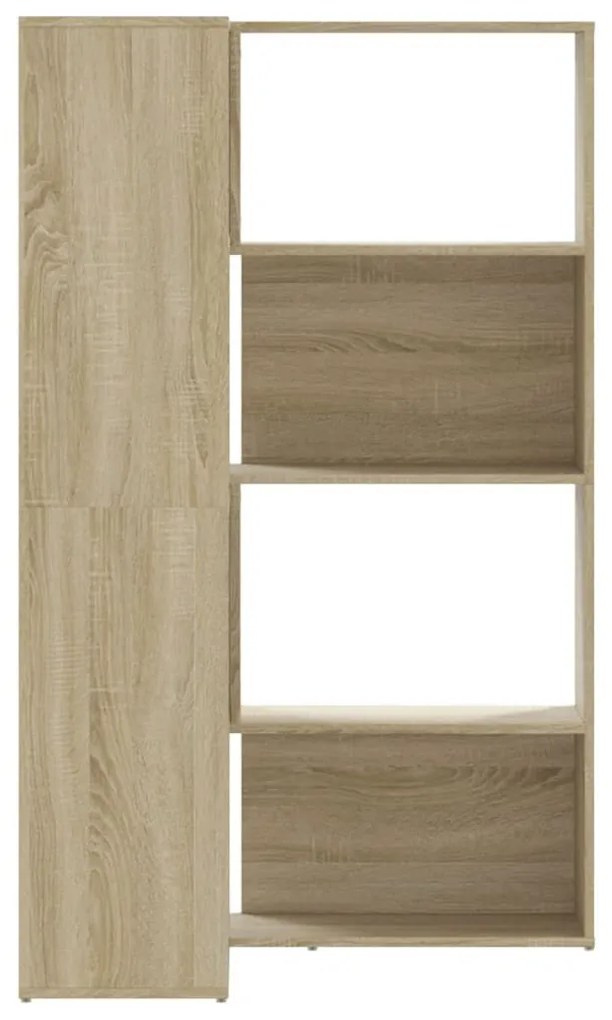 4 szintes sonoma tölgy szerelt fa sarok könyvespolc 85x85x140cm