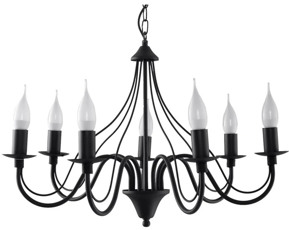 Csillár láncon MINERWA 7 7xE14/40W/230V fekete